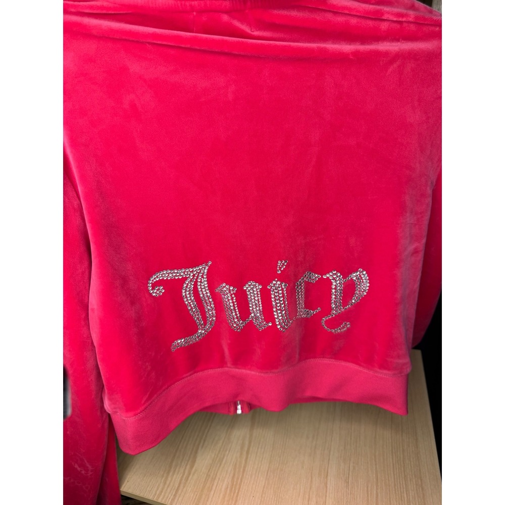 Juicy Couture Hot Pink Velour Tracksuit Rhinestone Logo Y2K Set XL